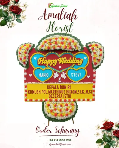 Karangan Papan Bunga Pernikahan di Cikidang
